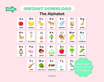 Flash Karten, ABC, Alphabet, Buchstaben, Kinder, Tasche, Printable, Tag, digitaler Download