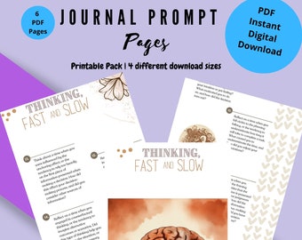 Thinking Fast and Slow Journaling Prompts | Journal Prompt | Planner Printable | Notebook Prompts | Mindset prompt