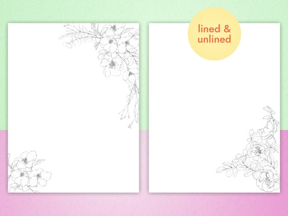 Flowered Letter Writing Pages, Printable Stationery, Pen Pal Page, Journaling  Paper With Flowers, Digital Journal Paper, Printable Paper 