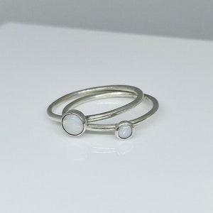 Opal Stapelring - Silber Ringe - Opal Schmuck - Sterling Silber - Stapelringe- Minimalistischer Schmuck