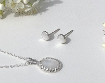 Mother of Pearl Stud Earrings - Pearl Earrings