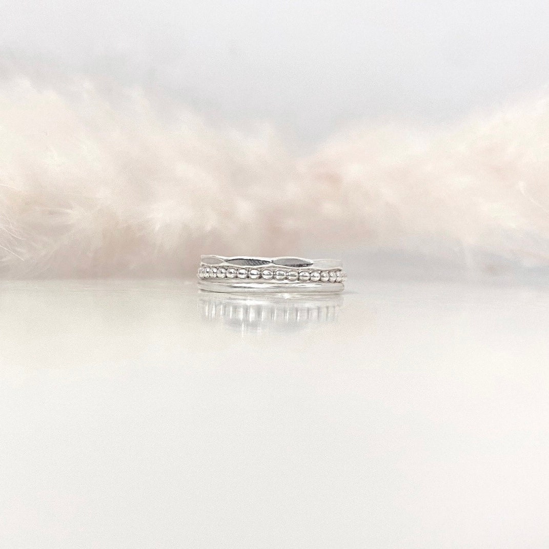 Andiyace Kristallperlen Stretchringe - Handgemachte Stapelringe Set