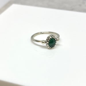 Malachite Sphere Ring - Green Ring - Gemstone Jewellery - Gemstone Ring - Silver Jewellery