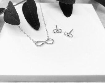 Silber Infinity Set - Halskette & Ohrring Set - Infinity Schmuck - Infinity Symbol - Silber Schmuck