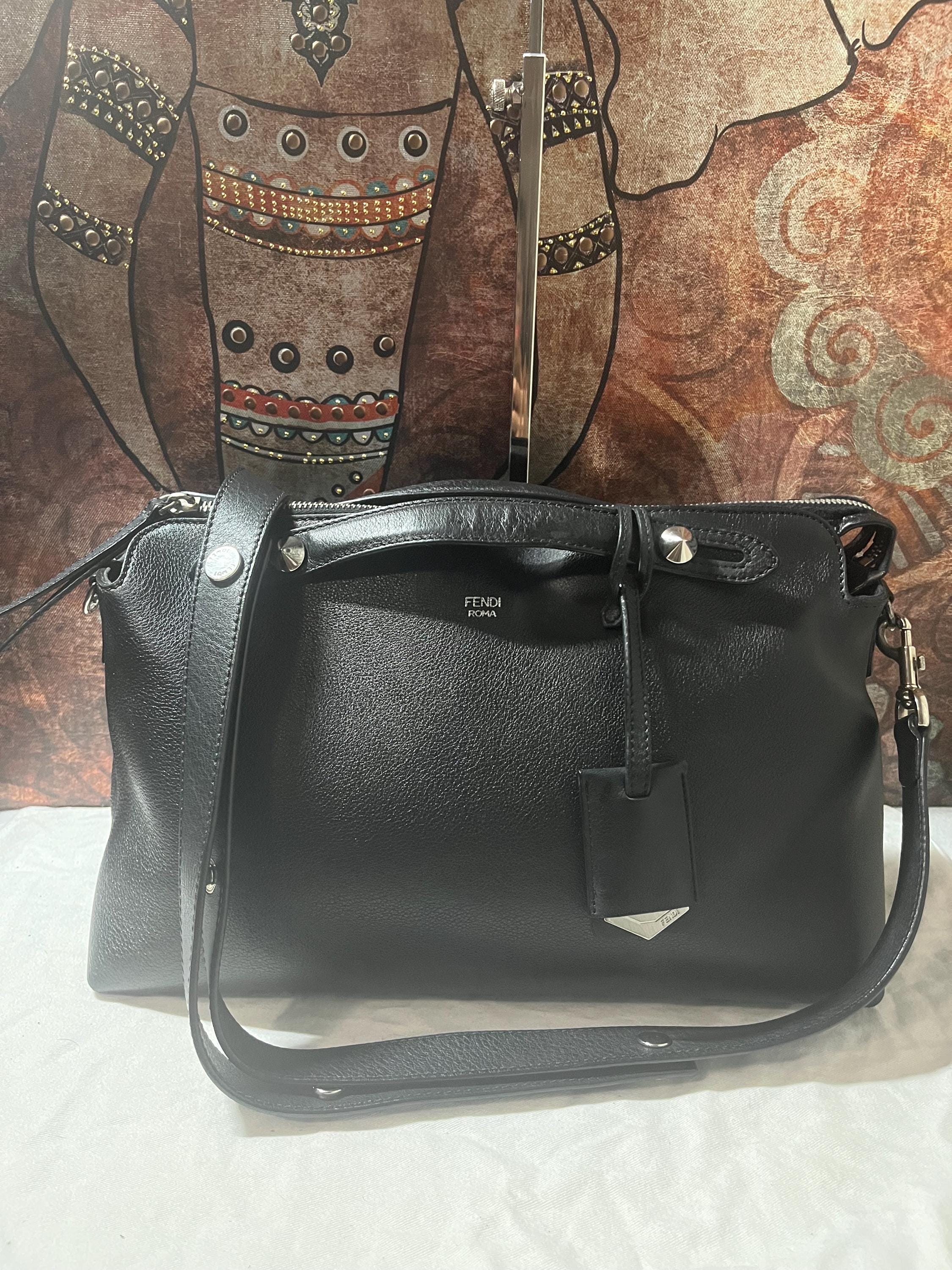 ON SALE!FENDI Vitello Dolce Medium By The Way Boston Bag Black