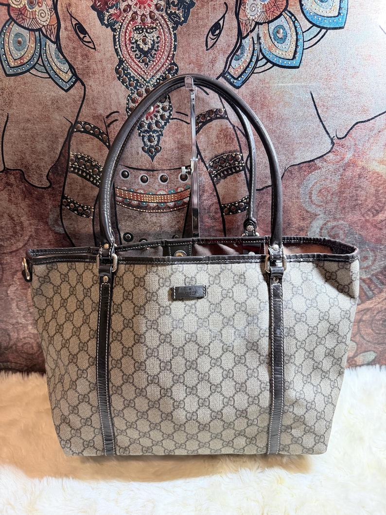 Authentic GG Plus Monogram Medium Joy Tote Dark Brown bild 1