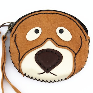 Leder-Geldbörse, Hund, handgearbeitet, echtes Feinleder