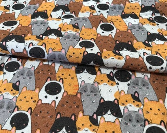 Baumwoll-Jersey Stoff "So viele Katzen!", Kangalungi Design, je 50 x 160cm