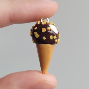 Drumstick Ice Cream Cone Charm - Handmade Polymer Clay
