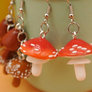 Mushroom Earrings Cute Polymer Clay Jewelry