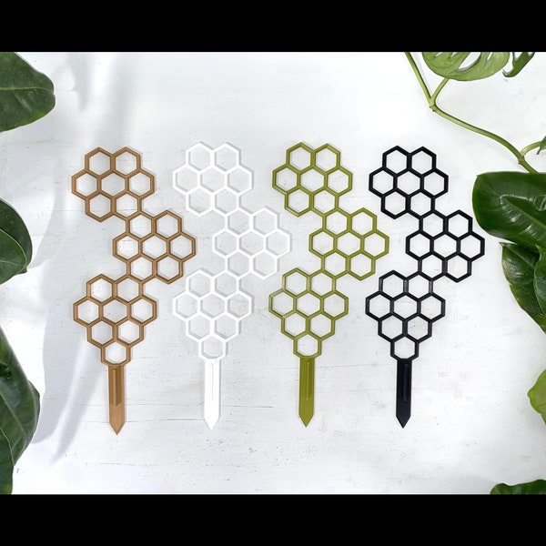 Hexagon Plant Trellis / Geometric 2D Moss Pole / Totem / Plant Support Stake by OrchidBox