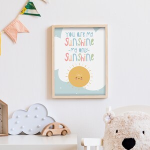 Printable You Are My Sunshine Nursery Wall Decor -  Digital Download Art Print - Baby Shower Gift