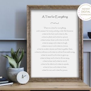 Bible Verse Printable Wall Art - Ecclesiastes 3 Print - For Everything There is a Season Christian Wall Decor