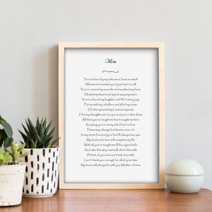 Mother of the Bride Thank You Gift - Mom Thank You Wedding Poem - Instant Download - Mom Wall Art