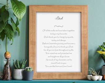 Instant Download - Father of the Bride Wedding Gift - Wedding Thank You Gift for Dad from Daughter - Dad Wedding Poem - Digital Download PDF