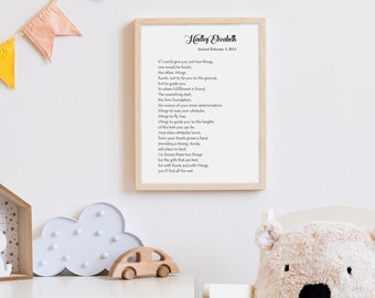 Roots and Wings Poem - Nursery Wall Art - Personalized Gift for Baby - Digital Download