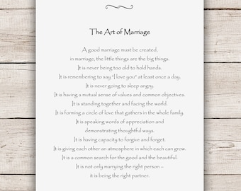 The Art of Marriage Poem Print - Printable Instant Download - Marriage Saying Wall Decor