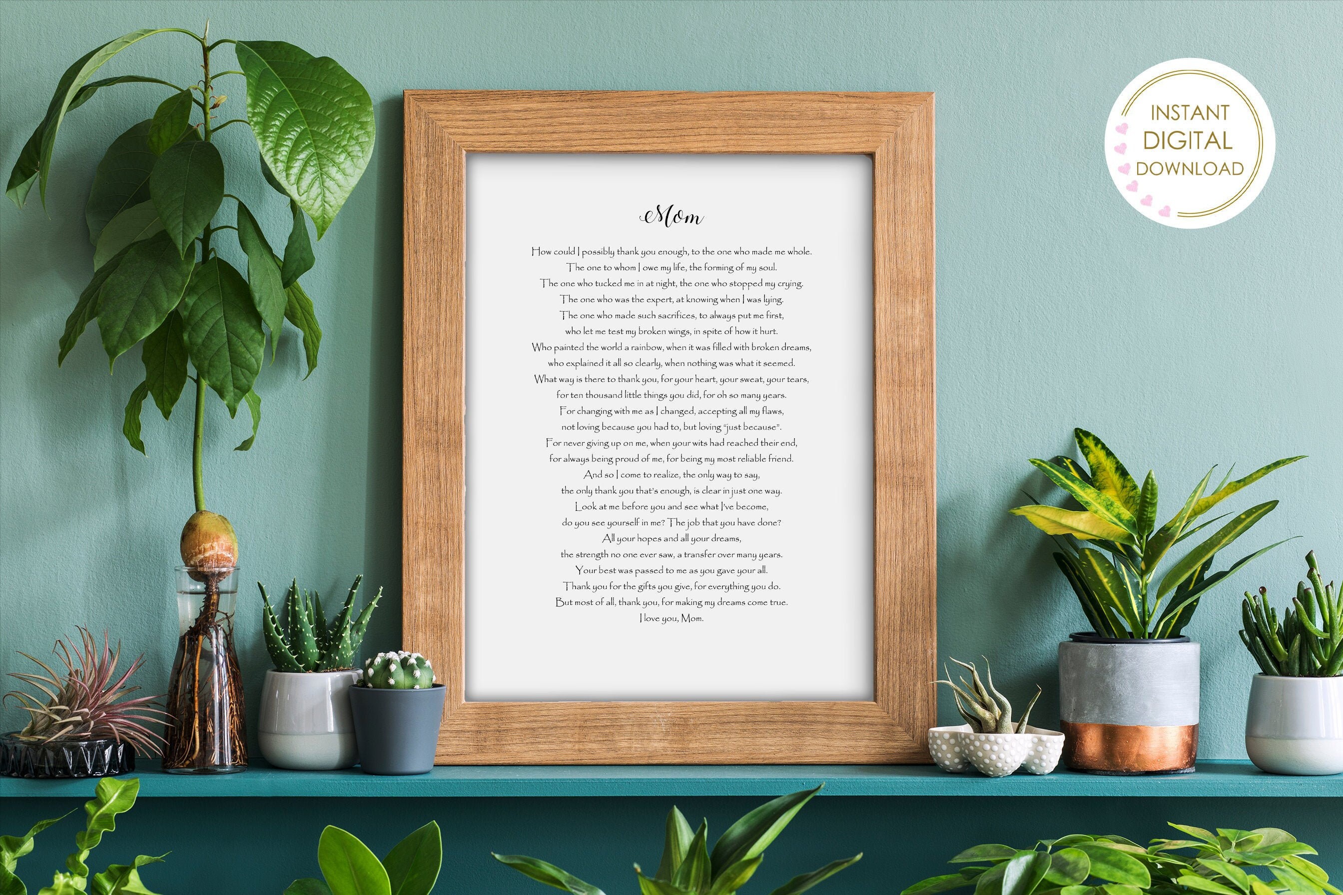 Mother of the Bride Poem Printable - Digital Download MOB Gift - Wedding Gift for Mum from Daughter