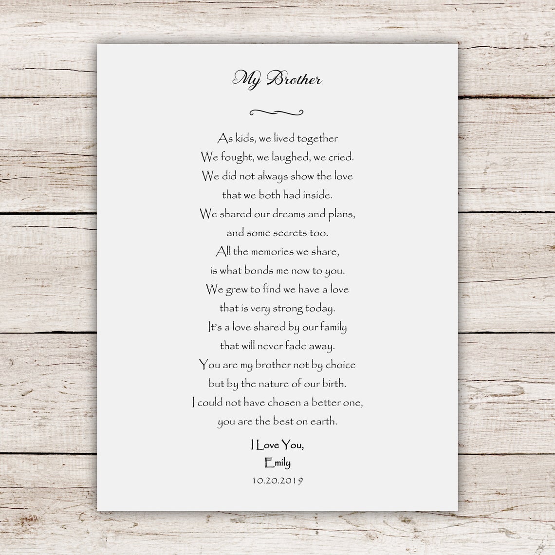Personalized Brother Poem Gift for Brother Brother Wall Art Digital ...