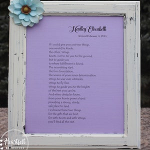 Roots and Wings Poem - Nursery Wall Art - Personalized Gift for Baby ...