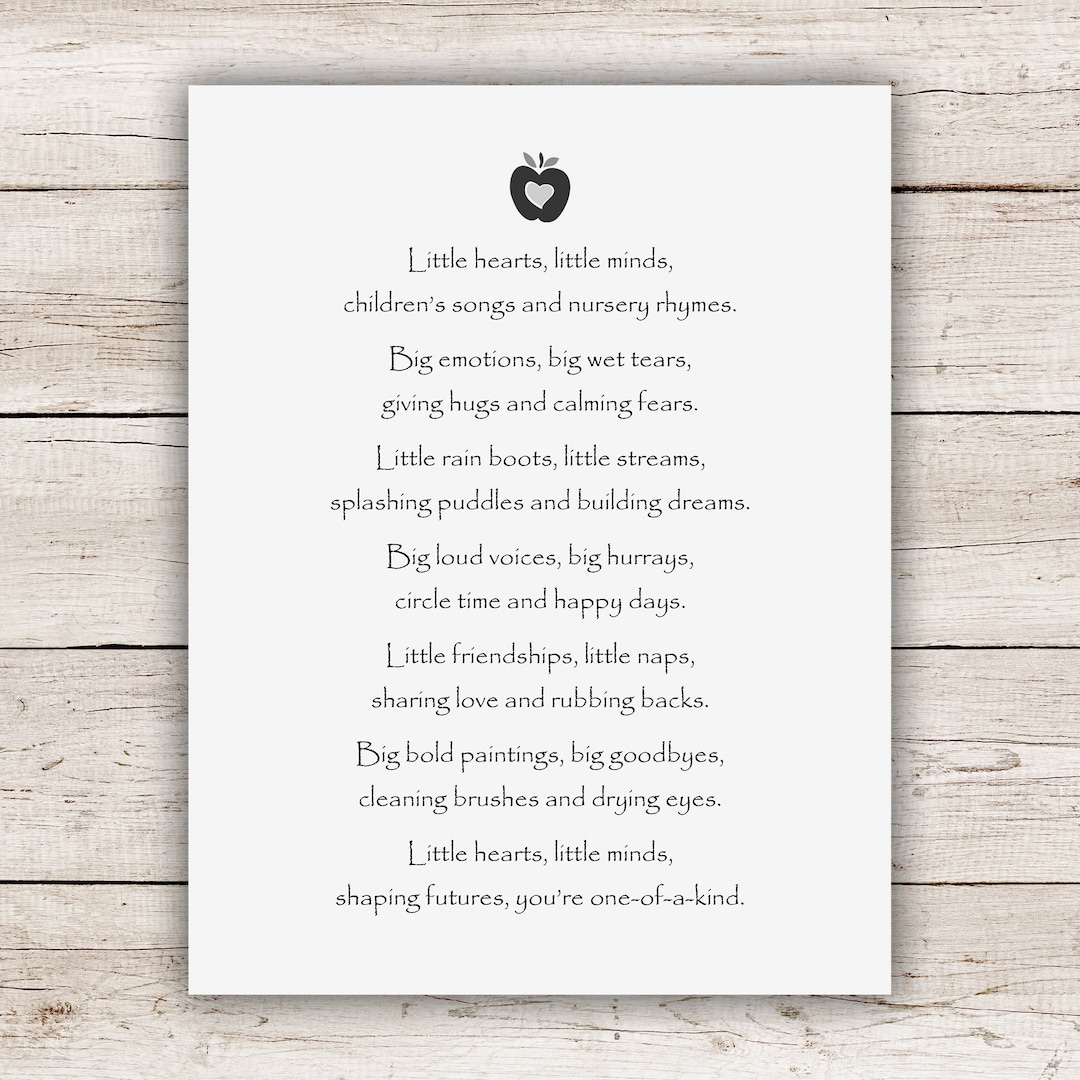 Instant Download - Gift for Preschool - Caregiver Thank You Poem ...