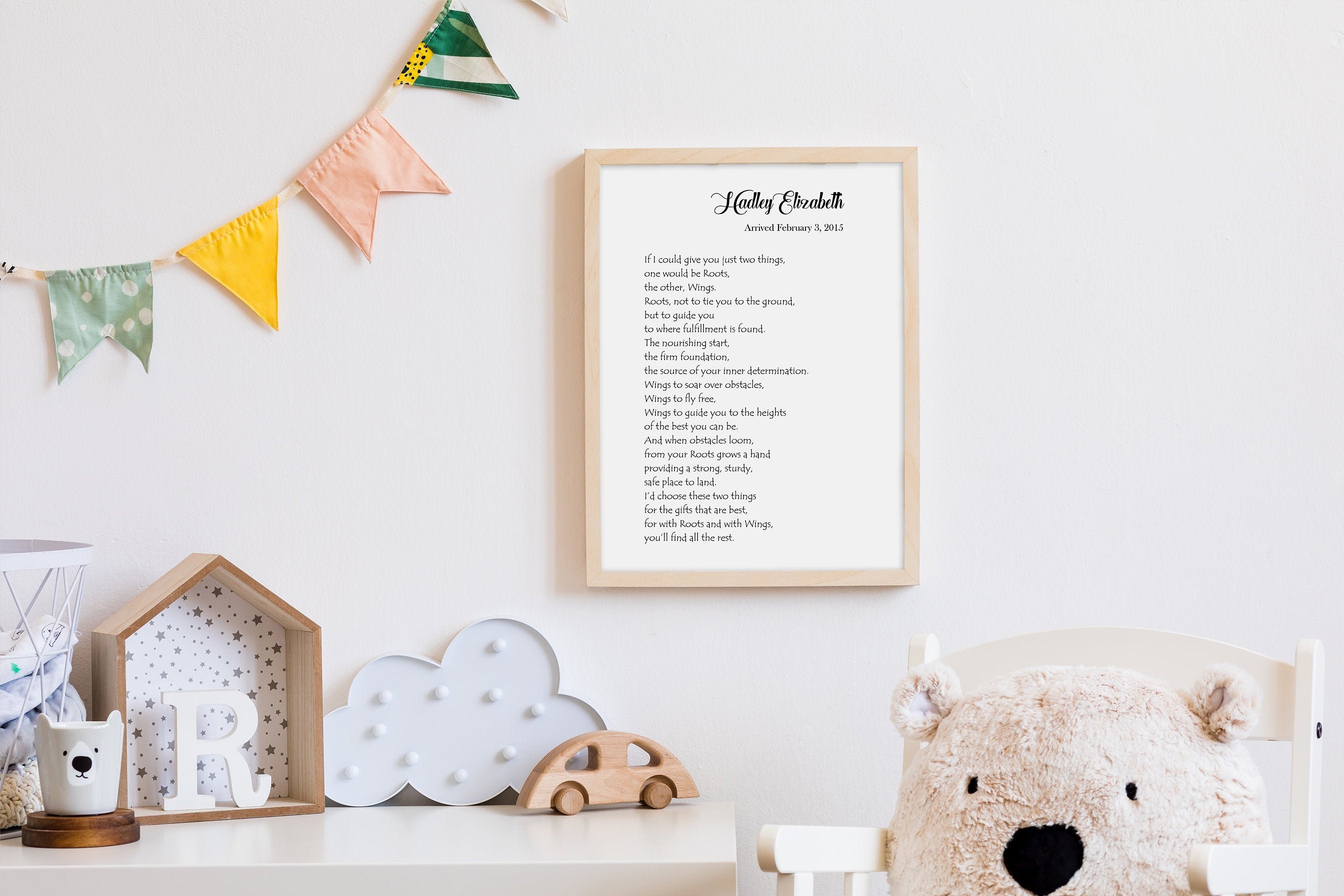 Roots and Wings Poem - Nursery Wall Art - Personalized Gift for Baby ...