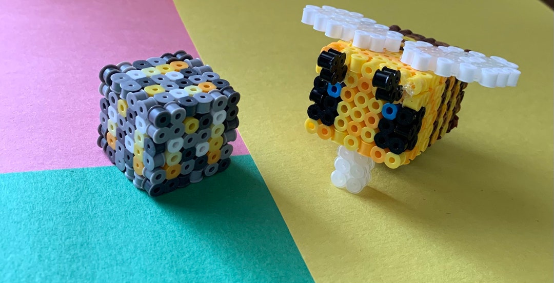 3d Perler Bead Minecraft Bee and Gold Ore Etsy