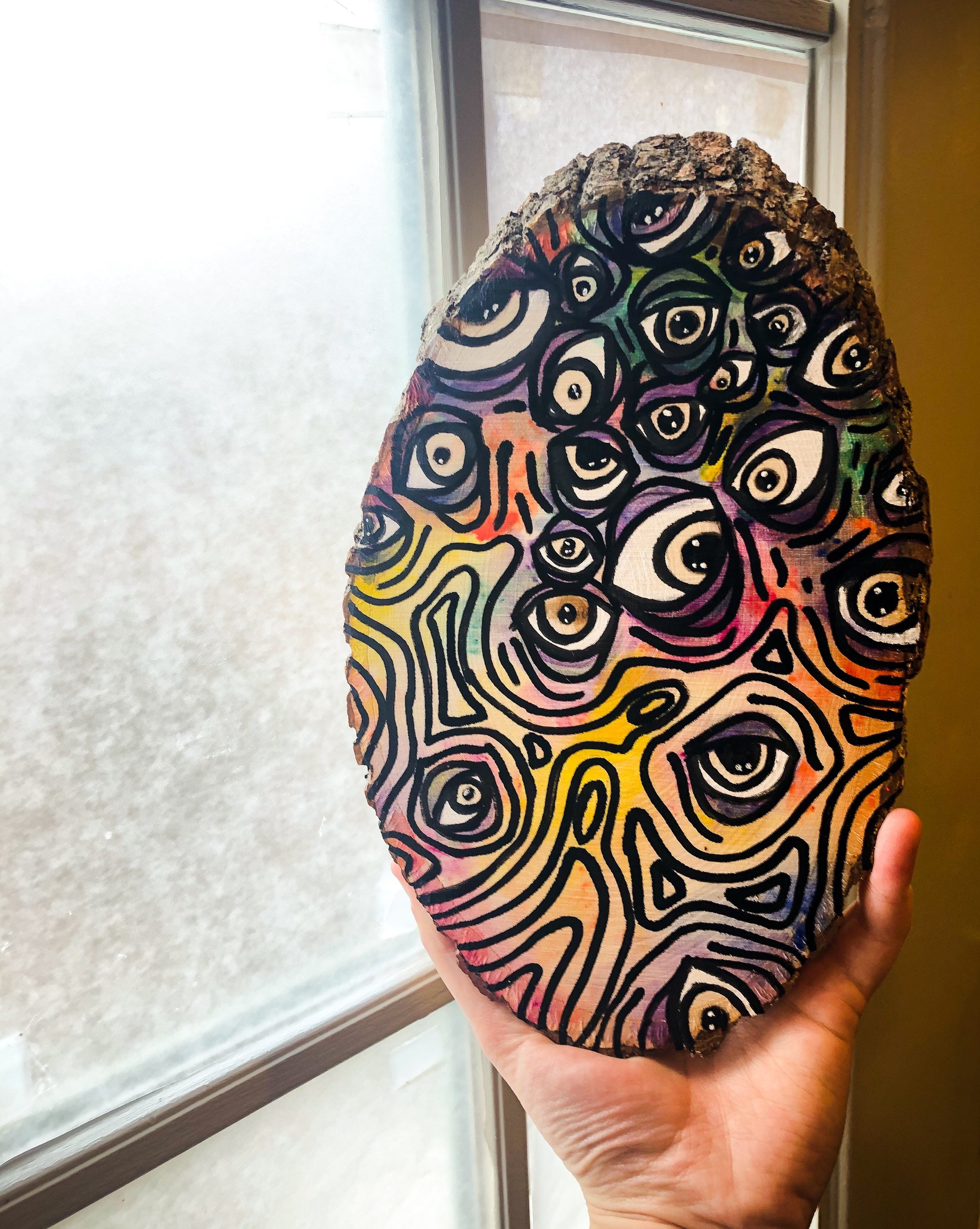 Psychedelic painting acrylic on wood Etsy