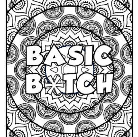 Adult Coloring Page Basic Bitch Digital Download - Etsy