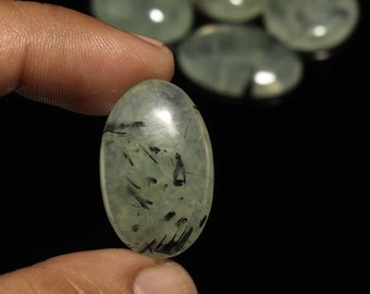 Rutilated Prehnite Cabochons: Natural Gemstone Lot for Jewelry Making