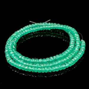AAA+ Emerald Faceted Rondelle beads, Zambian Emerald Faceted Beads Strand, Micro Cut  Beads, Emerald Beads Strand For Jewelry Making