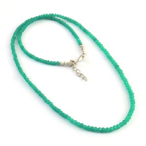 AAA Emerald Faceted Beaded Necklace, Natural Emerald Necklace, Silver Emerald Necklace, Beautiful Emerald Beads Necklace Jewelry