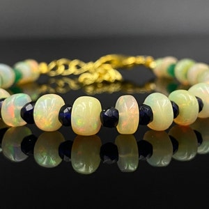 AAA Rainbow Fire Ethiopian Opal Bracelet, Opal Beaded Bracelet, Minimalist Opal Bracelet, Opal Jewelry, Handmade Gemstone Bracelet