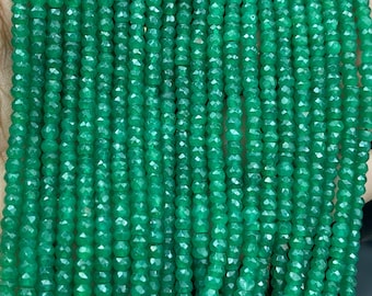 Natural Emerald Faceted Beads, Green Faceted Necklace, Emerald Beads Green Gemstone beads, Emerald Rondelle Beads For Making Jewelry