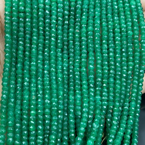 Émeraude naturelle à facettes, Collier vert à facettes, Émeraude, Perles de pierres précieuses vertes, Rondelle émeraude pour fabriquer des bijoux