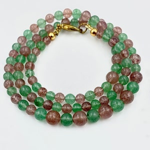 Natural Aventurine Beads Silver Necklace – Green Gemstone Jewelry, Healing Crystal Necklace, Handmade Beaded Necklace