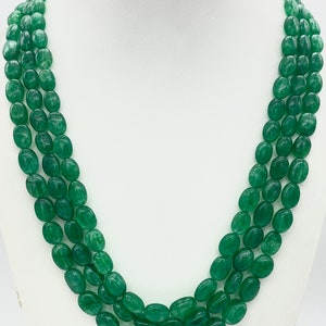 Zambian Emerald Beads Strand: Smooth Oval Green Gemstone, 8x6-10x12mm