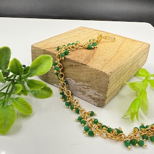 Emerald Bracelet, Emerald Golden Chain Bracelet, Emerald Jewelry, May Birthstone, Gemstone Bracelet, Gold Bracelet, Minimalist Bracelet