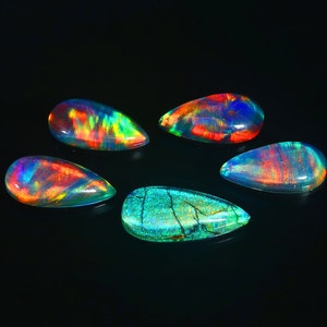 Natural Aurora Opal Calibrated Gemstone, Aurora Opal Doublet Smooth Cabochon, Flat Back Gemstone, Aurora Opal Cabochon For Jewelry Making