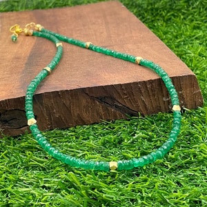 Faceted Emerald Bead Necklace: Natural Green Gemstone Jewelry