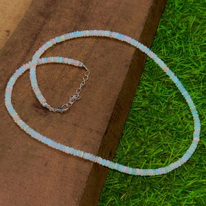 Ethiopian Opal Beads Necklace: Rainbow Gemstone, Handmade Jewelry