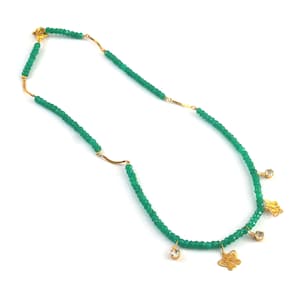Natural Emerald Faceted Beaded Necklace: Handmade Rondelle Beads, 15 Inch