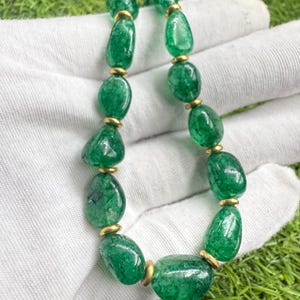 Zambian Emerald Nugget Beads: AAA+ Quality, 8-9mm, 18 Inch Strand