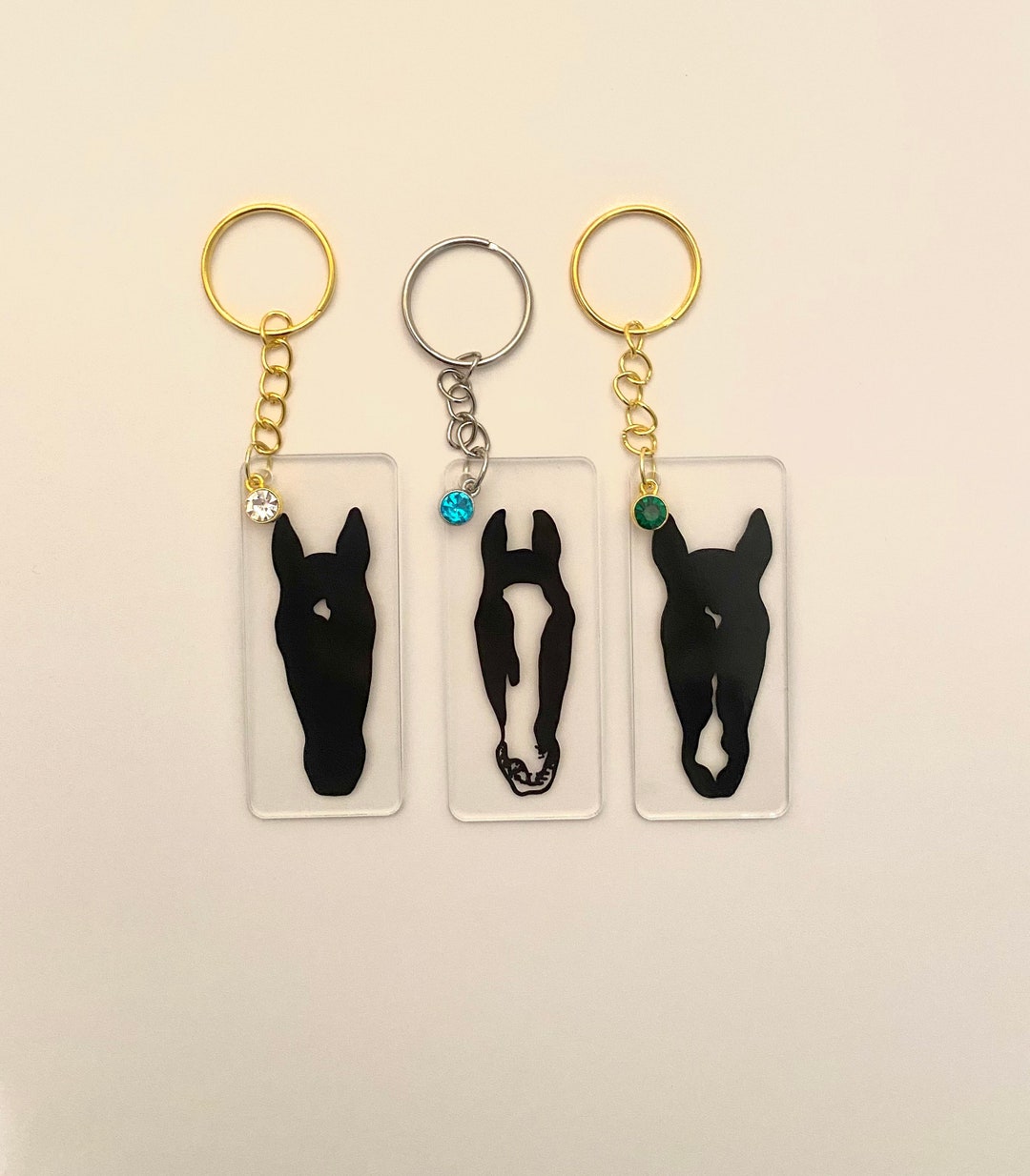 Custom Horse Head Keychain, SILVER CHAIN, Horse Keychain, Custom Horse Keyring, Gifts for Horse