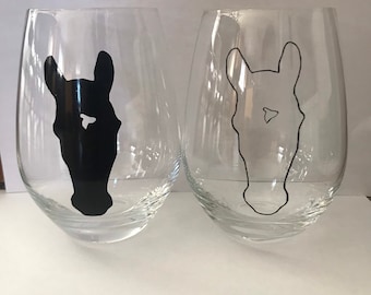 2 Custom Horse Wine Glasses, Horse Wine Glass, Gifts for Horse People, Horse Gifts, Gifts for Her