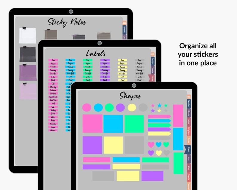 Digital Sticker Book Organizer: Goodnotes Planner Stickers (PDF) - Etsy