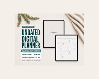 Undated Digital Planner for Goodnotes: Daily, Weekly & Monthly Journal