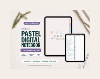Pastel Digital Notebook for Goodnotes: 15-Section Hyperlinked Journal