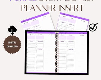 Purple Daily Planner Insert: Digital Productivity Journal (PDF)