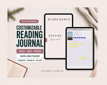 Digital Reading Journal for Goodnotes: Customizable Book Tracker